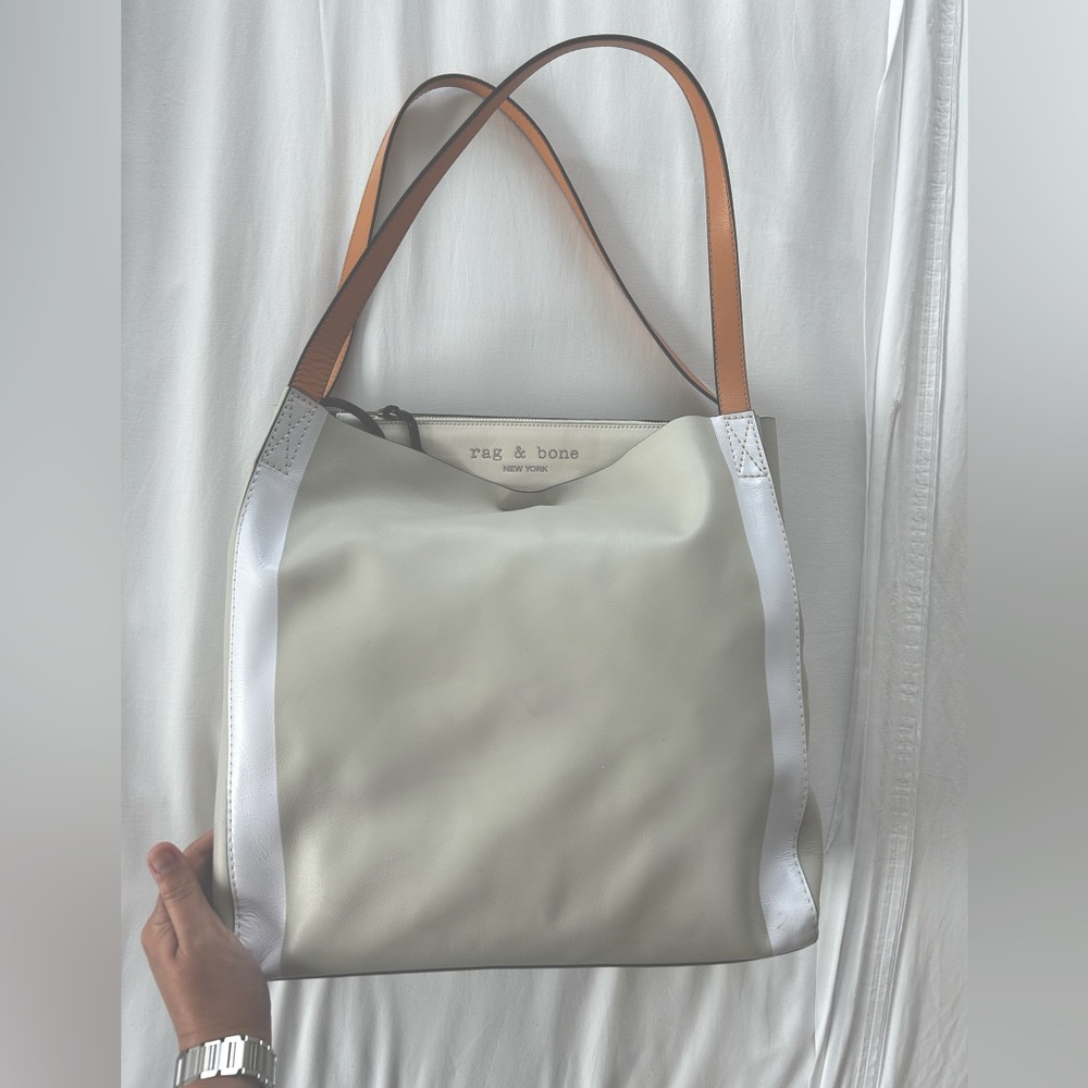 Rag & Bone Two Tone Leather Tote with Compartments